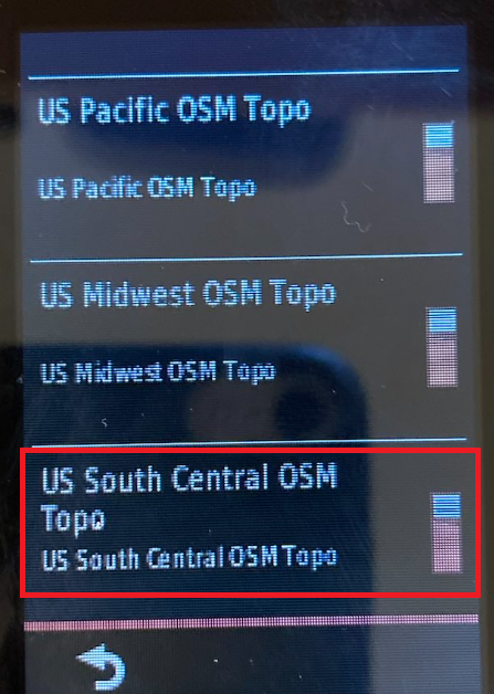 A photo of the Garmin eTrex 35 Touch, showing that the map in question was installed correctly.